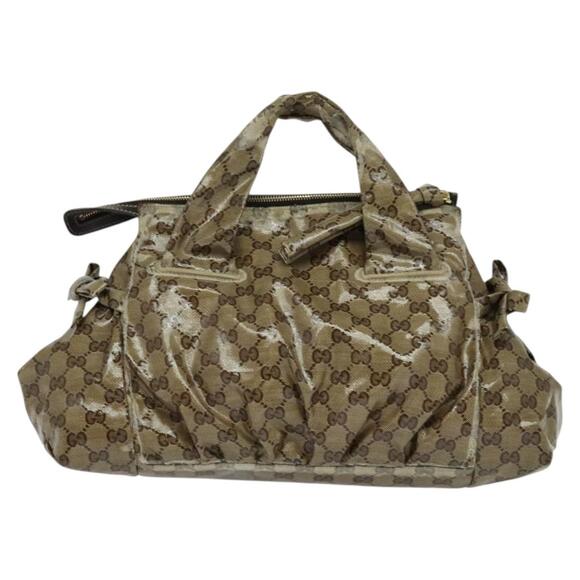 GUCCI GG Crystal Hand Bag Coated Canvas Brown Gold - Picture 3 of 12